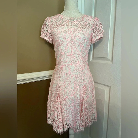 Juicy Couture White + Pink Lace Mini Dress Size 4 - Picture 4 of 12